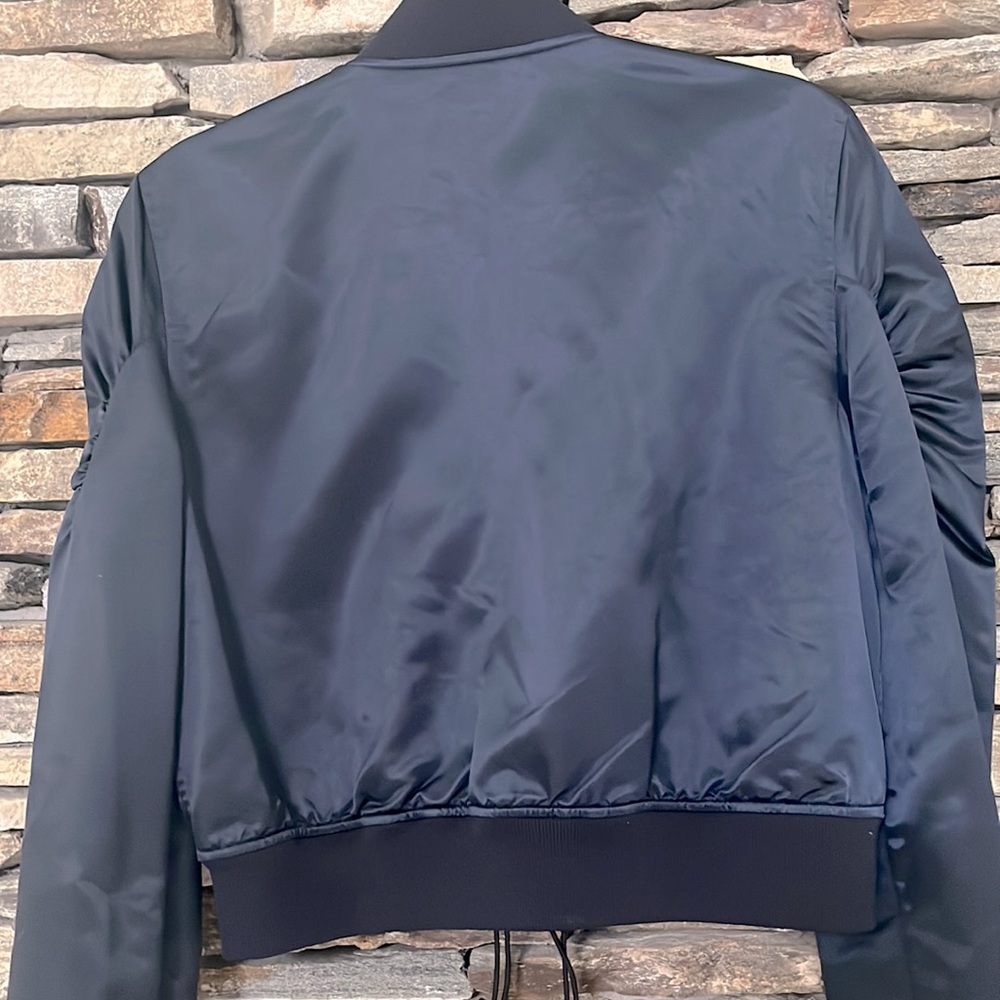 Tibi Navy Satin Bomber Jacket - Picture 6 of 7
